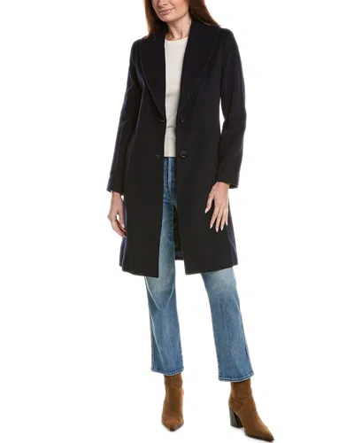 Sofiacashmere Shawl Collar Wool & Cashmere-blend Coat In Blue