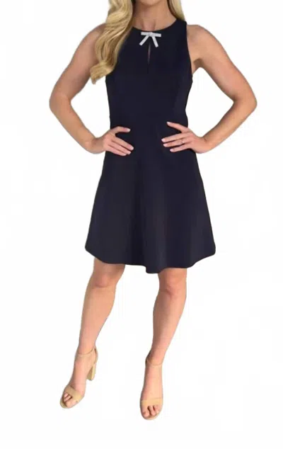 ​carole Christian Bow Zip Back Mini Dress In Navy In Black