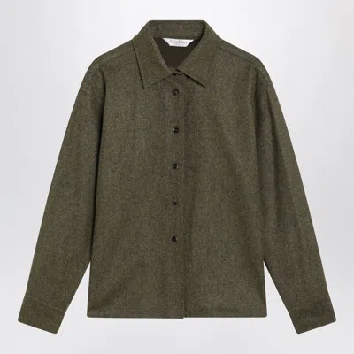 Max Mara Benares Wool Felt Long-sleeved Shirt In Green