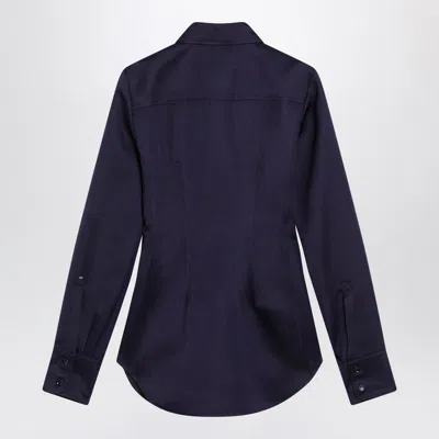Sportmax Fitted Long Sleeve Collared Shirt In Blue