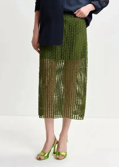Essential Antwerp Mesh Skirt With Bead Embellishments In Khaki In Green