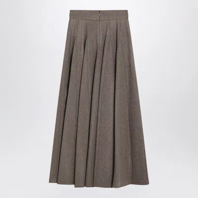 Max Mara Wide Hazelnut-colored Skirt In Wool Felt In Gray