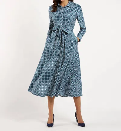 Jude Connally Kitty Midi Dress In Floral Mosaic Navy In Blue