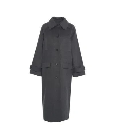 Second Female Long Tailored Coat With Adjustable Cuffs In Gray