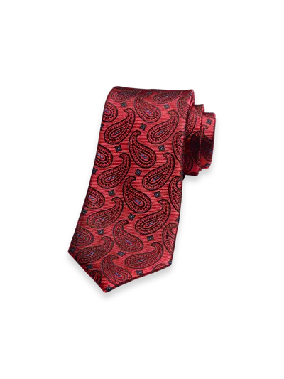 Paul Fredrick Paisley Woven Silk Tie In Red