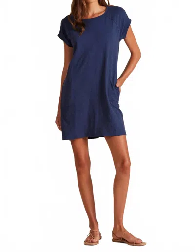 Bobi Short Sleeve Raglan Mini Dress In Pacific Blue In Blue