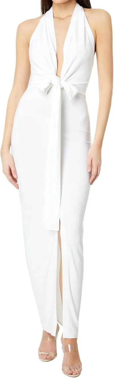 Norma Kamali Tie Front Halter Neck Dress In White In White