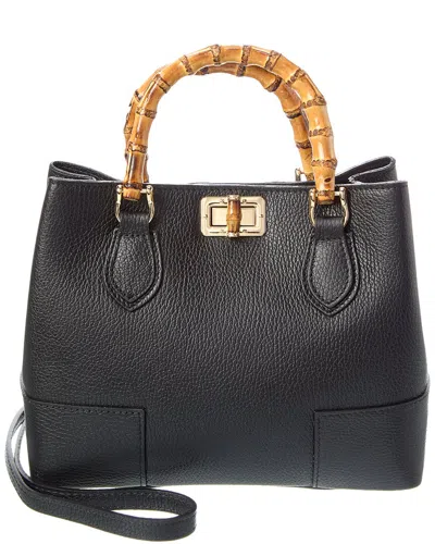 Persaman New York Sienna16 Bamboo Leather Tote In Black