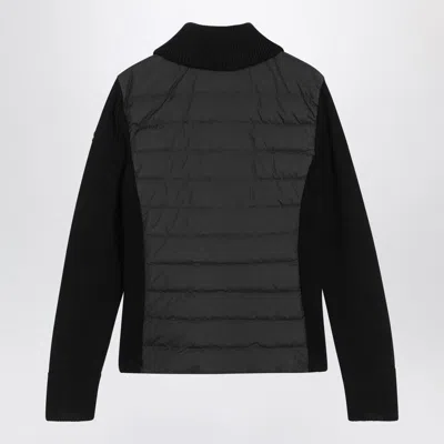 Moncler Padded Wool Cardigan Long Sleeves In Black