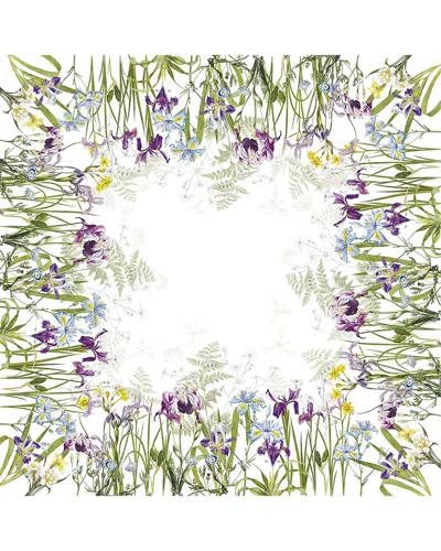Garnier Thiebaut Iris D'hiver Blanc French Tablecloth In Multi