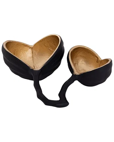 Alice Pazkus Set Of 2 Nut Shaped Bowls In Black