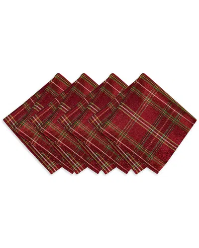 Elrene Home Fashions Set Of 4 Shimmering Plaid Napkins