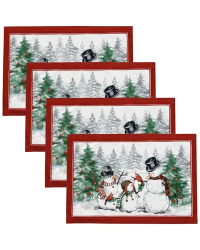 Elrene Home Fashions Set Of 4 Snowman Winterland Holiday Snowflake Placemats