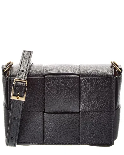 Isabella Rossetti Leah Hand-woven Leather Crossbody In Black