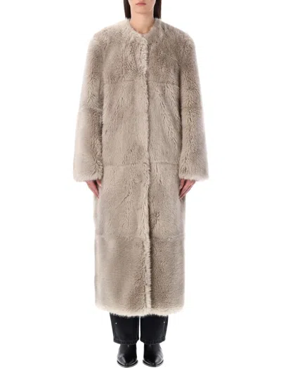 Stand Studio Hilma Patchwork Faux Fur Coat In Neutral