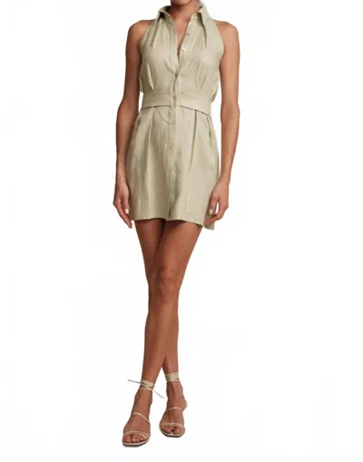 Hevron Domino Mini Dress In Celadon In Neutral