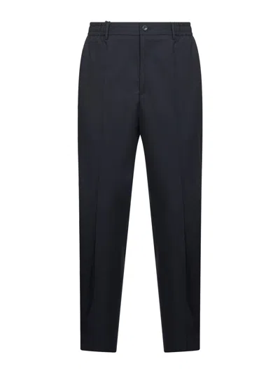 Tagliatore Blue Stretch Virgin Wool Blend Garcon Trousers In Black