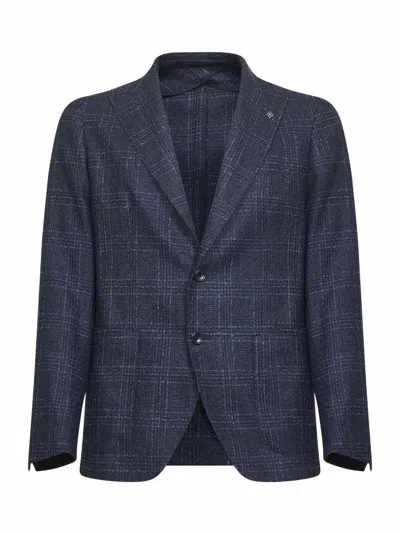 Tagliatore Blue Prince Of Wales Montecarlo Single-breasted Blazer In Blue