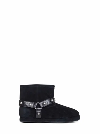 Balenciaga Women Leather And Wool Alaska Soft Bootie Boots In Black