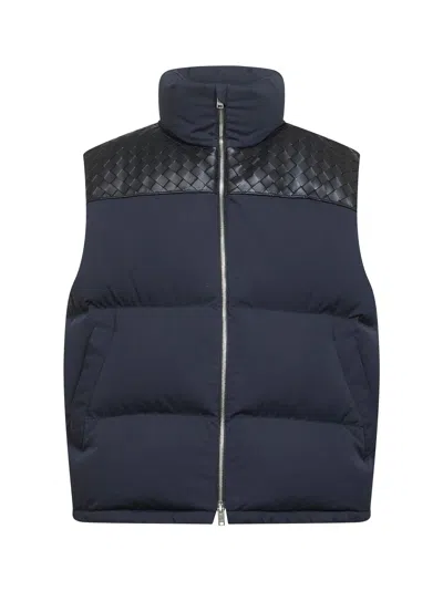 Bottega Veneta Men Midnight Blue Cotton Blend Down Jacket In Black