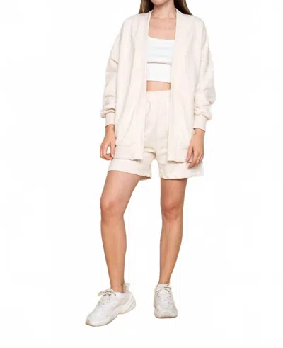 Nlt Easy Oversized French Terry Cardigan In Natural In White