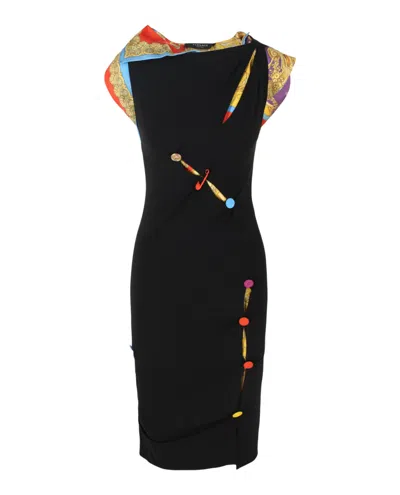 Versace Cut-out Midi Dress In Black