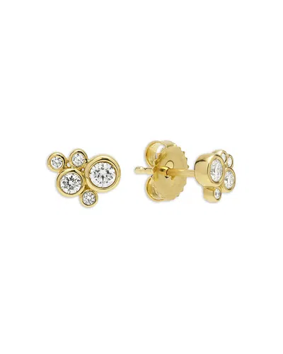 Lagos 18k Yellow Gold Fizz Diamond Bezel Cluster Stud Earrings In Gold