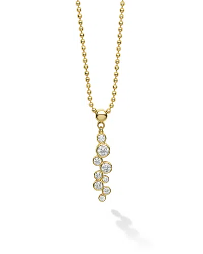 Lagos 18k Yellow Gold Fizz Diamond Bezel Linear Cluster Pendant Necklace, 16-18 In Gold