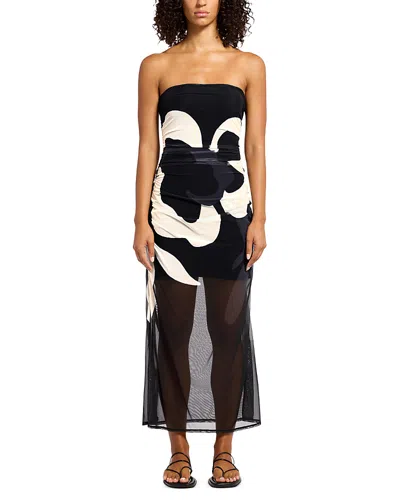 Jets Mesh Strapless Cover Up Dress In Black