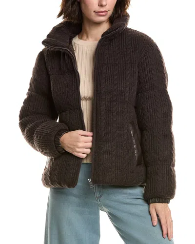 Nvlt Sweater Knit Puffer Jacket In Brown