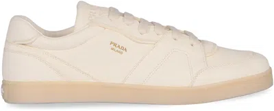 Prada Low-top Leather Sneakers In Neutral