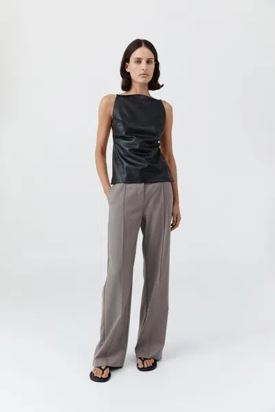 St Agni Lambskin Square-neck Camisole In Black