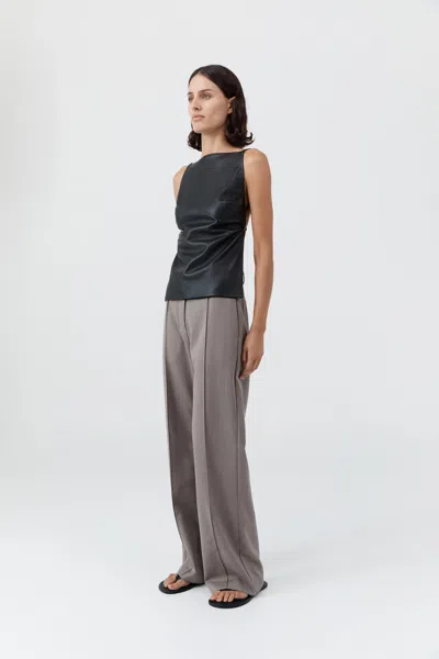 St Agni Lambskin Square-neck Camisole In Black