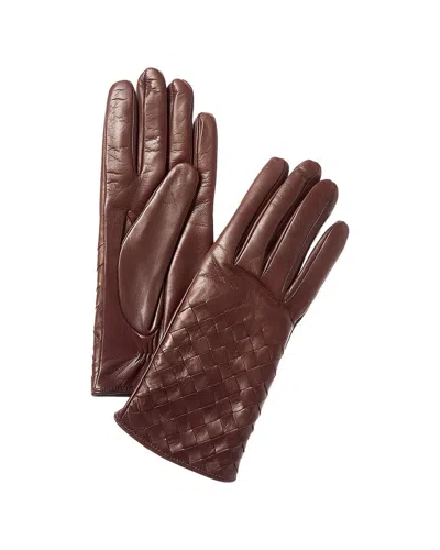 Portolano Stitching Cashmere-lined Leather Gloves In Brown