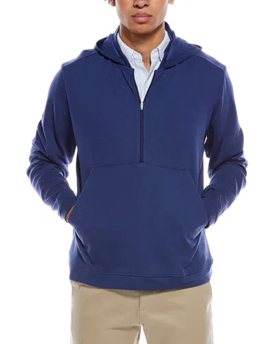 Peter Millar Grid Performance Half-zip Hoodie In Blue
