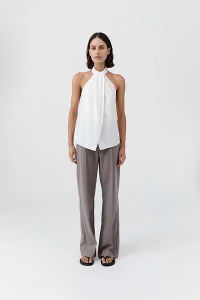 St Agni Oxford Wrap Organic Cotton Halter Top In White