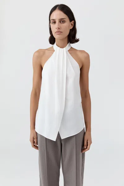 St Agni Oxford Wrap Organic Cotton Halter Top In White