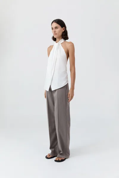 St Agni Oxford Wrap Organic Cotton Halter Top In White