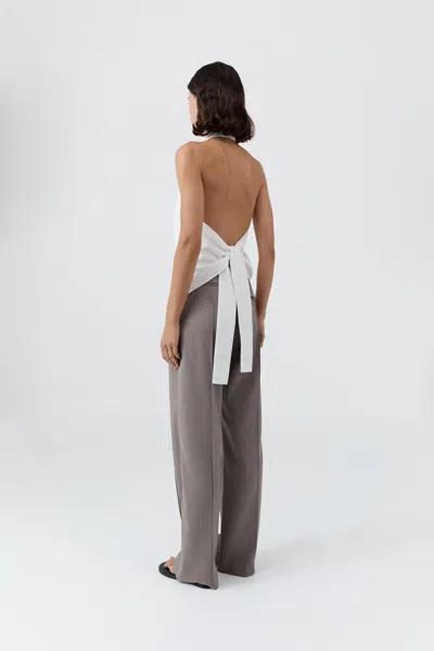 St Agni Oxford Wrap Organic Cotton Halter Top In White