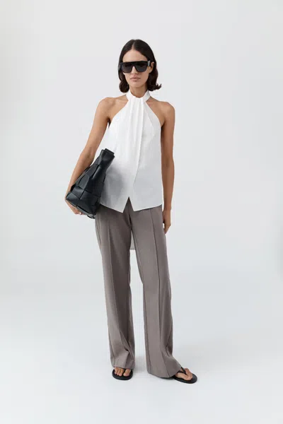 St Agni Oxford Wrap Organic Cotton Halter Top In White