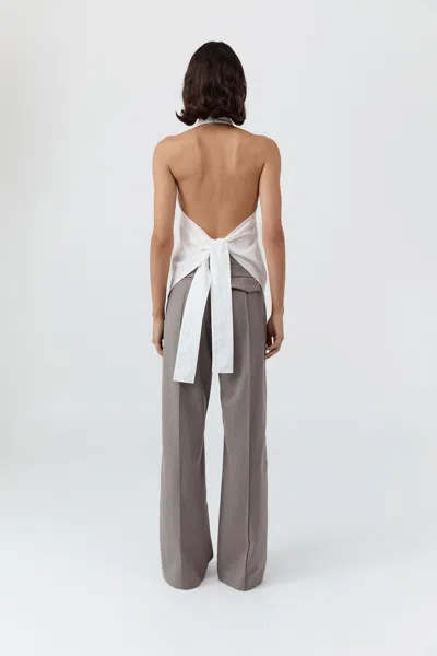 St Agni Oxford Wrap Organic Cotton Halter Top In White