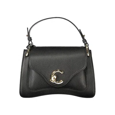 Coccinelle Structured Cowhide Leather Handbag With Adjustable Strap In Black