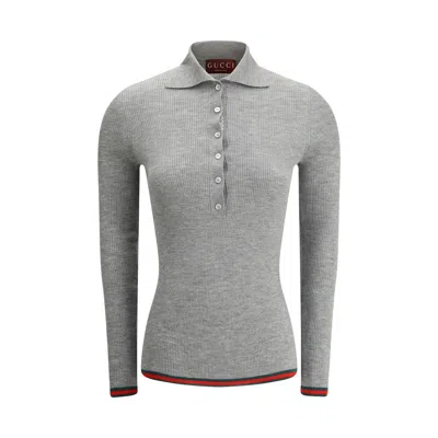 Gucci Cashmere Polo Shirt In Gray