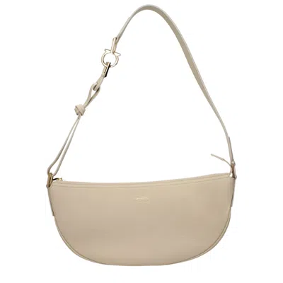 Ferragamo Gray Leather Shoulder Bag In Neutral