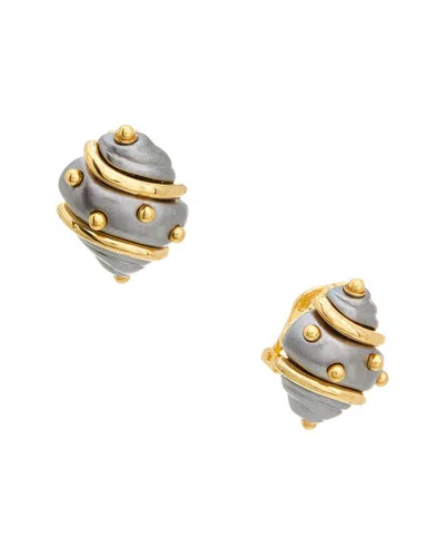 Kenneth Jay Lane Button Earrings In Gray