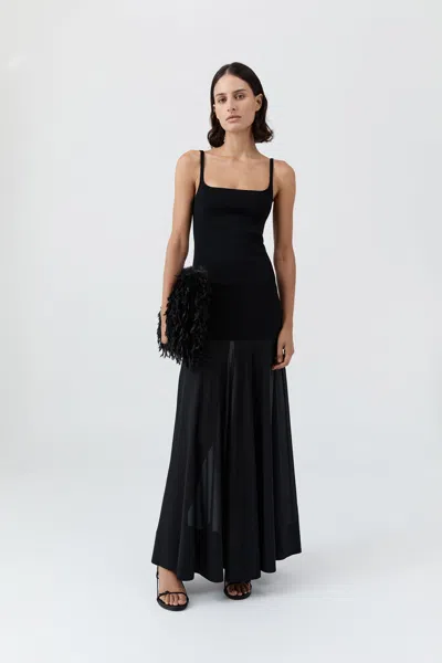 St Agni Sheer Silk Circle Hem Dress In Black