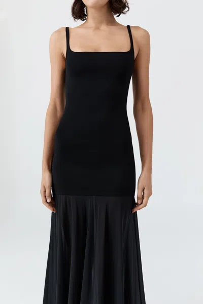 St Agni Sheer Silk Circle Hem Dress In Black