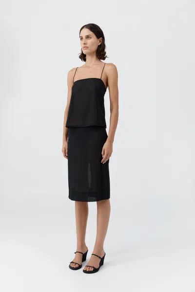 St Agni Silk Glass Beaded Cami In Black