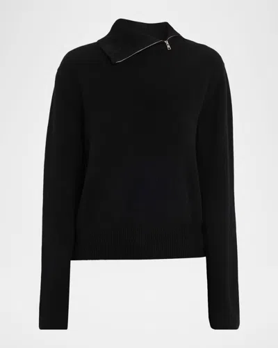 Brandon Maxwell The Addison Side Zip Turtleneck Sweater In Black