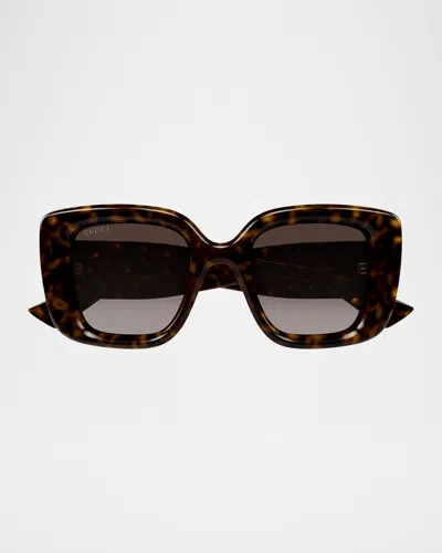 Gucci Gg Bag 50mm Acetate Butterfly Sunglasses In Brown